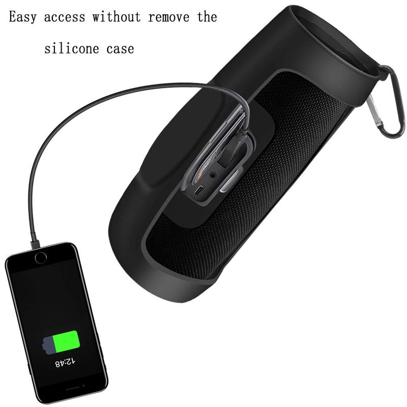 Comecase Silicone Case Cover for JBL Charge 4 Portable Waterproof Wireless Bluetooth Speaker, Travel Gel Soft Skin,Waterproof Rubber Carrying Pouch with Strap (Black) - Image 5